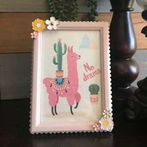 New “No Drama Llama” Canvas Print in Embellished Pink Frame